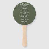 スクリプエレガントトモダンオリーブグリーン結婚式 プログラム ハンドファン (裏面)