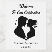 スクリプエレガントトモダンカップル歓迎シ結婚ック ワインラベル (シングルラベル)