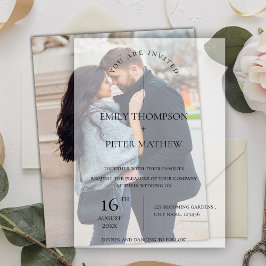 スクリプエレガントトモダンキュートタイポグラフィ結婚ズ ベラム紙招待状