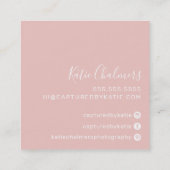 スクリプエレガントトモダンシックかわいらし金ゴールド赤面ピンク スクエア名刺 (裏面)