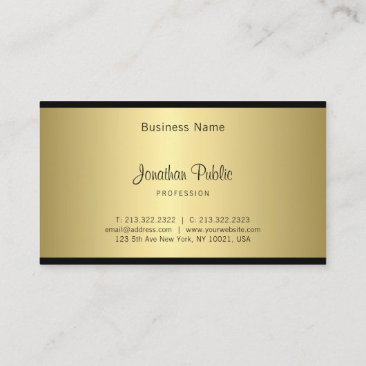 スクリプエレガントトモダンシンプル金ゴールドルック 名刺 (裏面)