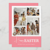 スクリプエレガントトモダンハッピーイースターファミリの写真 シーズンカード (正面/裏面)