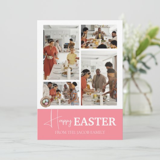 スクリプエレガントトモダンハッピーイースターファミリの写真 シーズンカード (スタンド正面)