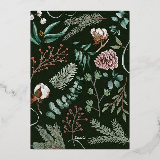 スクリプエレガントトモダンフォトフェスティバル伝統的 箔シーズンカード (裏面)