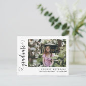 スクリプエレガントトモダンフォト卒業招待状 ポストカード (スタンド正面)