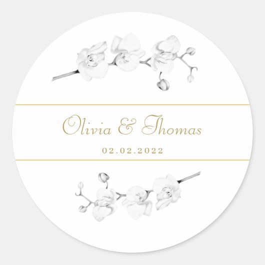 スクリプエレガントトモダンフローラ金ゴールドオーキ結婚ッド ラウンドシール (正面)