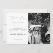 スクリプエレガントトモダンミニマル2フォト結婚ズ サンキューカード (正面)