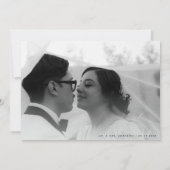 スクリプエレガントトモダンミニマル2フォト結婚ズ サンキューカード (裏面)