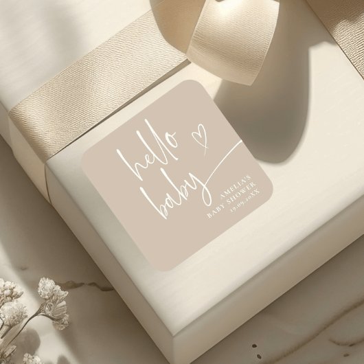 スクリプエレガントトモダンミニマルHelloベビー スクエアシール