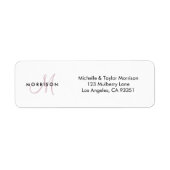 スクリプエレガントトモダンモノグラム赤面ピンクアドレス ラベル (正面)