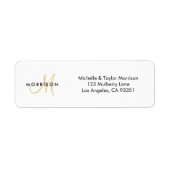 スクリプエレガントトモダンモノグラム金ゴールド差出人住所 ラベル (正面)