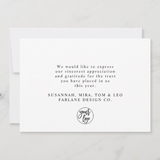 スクリプエレガントトモダンレッドフォイル雪片企業の シーズンカード (裏面)