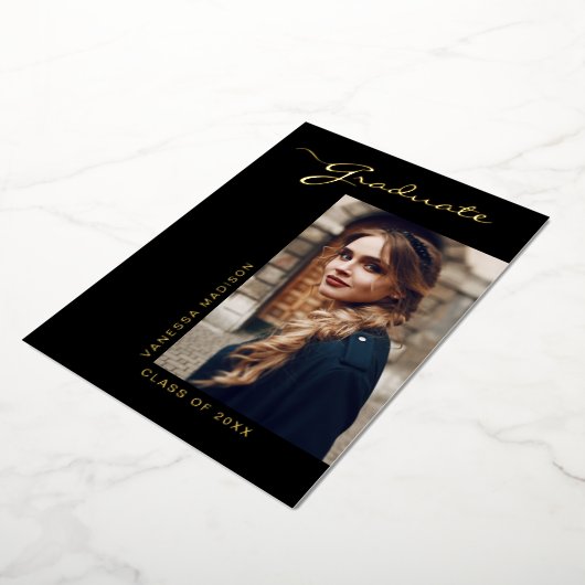 スクリプエレガントトモダン写真 |グラッド発表 箔招待状 (回転した状態)