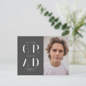 スクリプエレガントトモダン卒業のお知らせ ポストカード (スタンド正面)