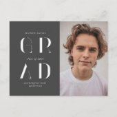 スクリプエレガントトモダン卒業のお知らせ ポストカード (正面)