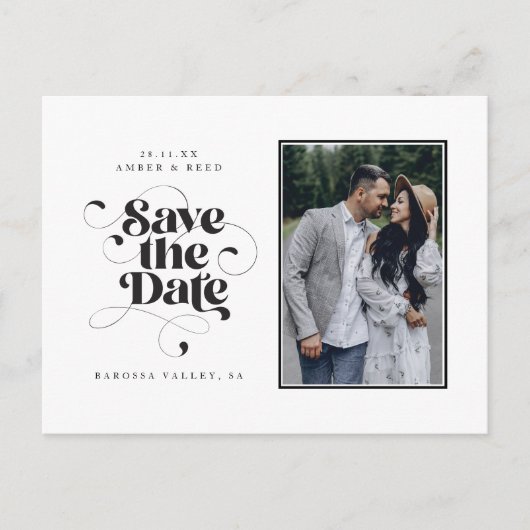 スクリプエレガントトモダン白黒アートデザイン写真 案内ポストカード (正面)