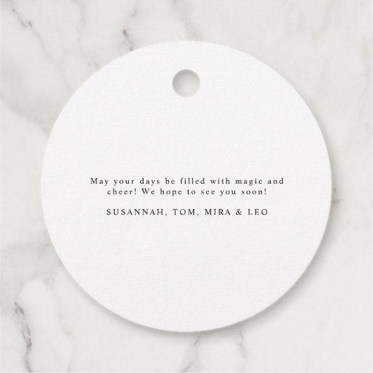 スクリプエレガントトモダン金ゴールドスノーフレークホリデー フェイバータグ (裏面)