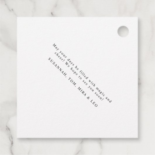 スクリプエレガントトモダン金ゴールドスノーフレークホリデー フェイバータグ (裏面)