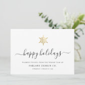 スクリプエレガントトモダン金ゴールドスノーフレーク写真ロゴ シーズンカード (スタンド正面)