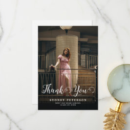 スクリプエレガントトモダン2フォトシンプル卒業 サンキューカード