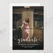 スクリプエレガントトモダン2写真の卒業 案内状 (正面/裏面)