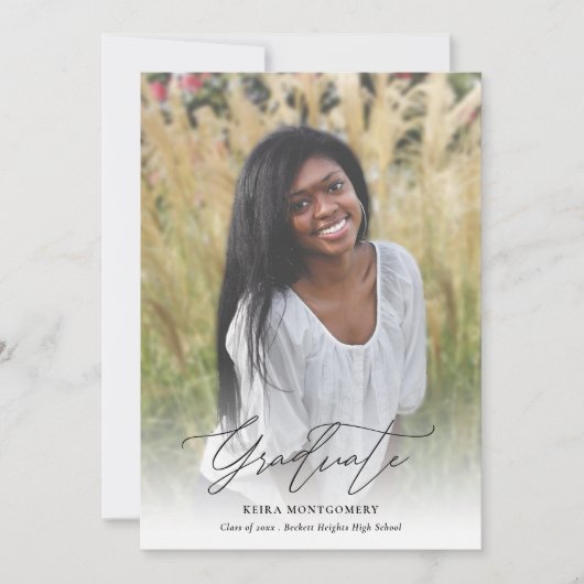 スクリプエレガントトモダン2写真の卒業 案内状 (正面)