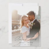 スクリプエレガントトモダン2枚の写真結婚の サンキューカード (正面)