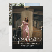 スクリプエレガントトモダン3写真の卒業 案内状 (正面/裏面)