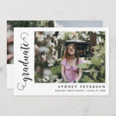 スクリプエレガントトモダン3写真の卒業 案内状 (正面/裏面)