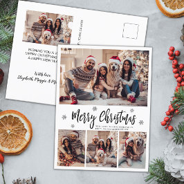 スクリプエレガントトモダン4フォトコラージュのクリスマス ポストカード