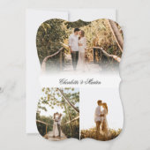 スクリプエレガントトモダン4写真結婚の 招待状 (裏面)