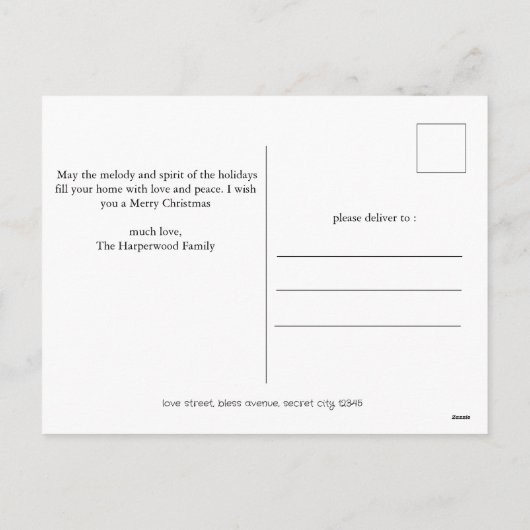 スクリプエレガントトモダン・クリスマス・ファミリー3枚の写真 シーズンポストカード (裏面)