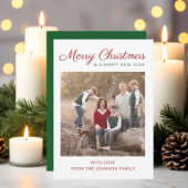 スクリプエレガントトモダン・グリーン・クリスマス写真 シーズンカード