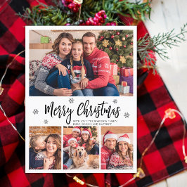 スクリプエレガントトモダン・コラージュ・メリー・クリスマス ポストカード