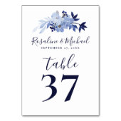 スクリプエレガントトモダン・ネイビー・ブルー・ミニマル結婚リスト テーブルナンバー (裏面)