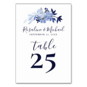 スクリプエレガントトモダン・ネイビー・ブルー・ミニマル結婚リスト テーブルナンバー (正面)