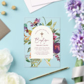 スクリプエレガントトモダン・ブルゴーニュ・フローラ洗礼 アクリル招待状 (インサイチュ (ウェディング))