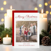 スクリプエレガントトモダン・レッド・クリスマス・フォト シーズンカード