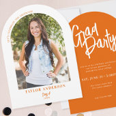 スクリプエレガントトモダンArchフォトオレンジのグラードパーティー 招待状