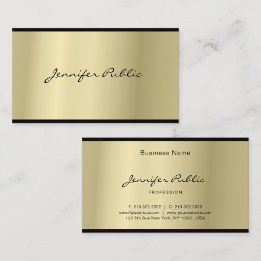 スクリプエレガントトモダンGlam金ゴールドルックトップ 名刺 (正面/裏面)