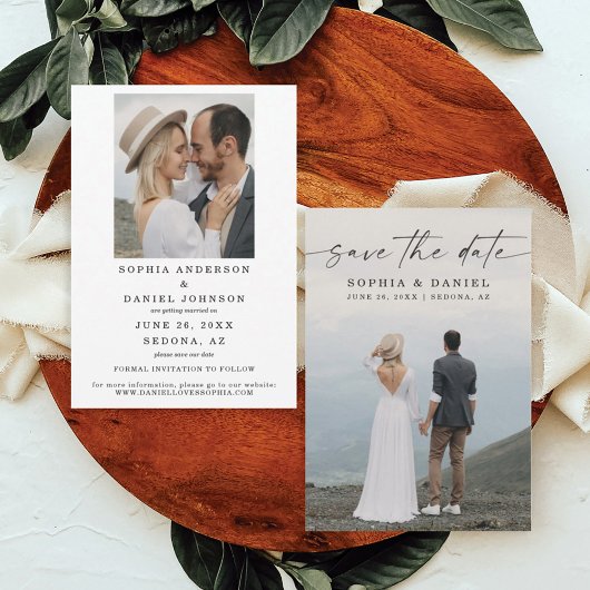 スクリプエレガントトモダンSave The Date Photo Card セーブザデート