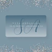 スクリプエレガントトモノグラムグラデーションブルー差出人住所 ラベル