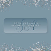 スクリプエレガントトモノグラムグラデーションブルー差出人住所 ラベル