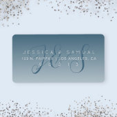 スクリプエレガントトモノグラムグラデーションブルー差出人住所 ラベル