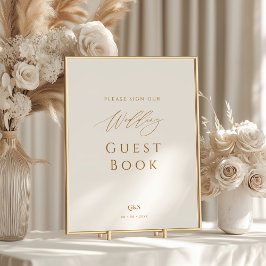 スクリプエレガントトモノグラムゲストブック結婚のサイン ポスター