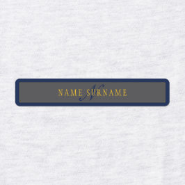 スクリプエレガントトモノグラムダークネイビーブルーグレー&金ゴールド ラベル