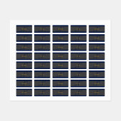 スクリプエレガントトモノグラムダークネイビーブルーグレー&金ゴールド ラベル (シート)