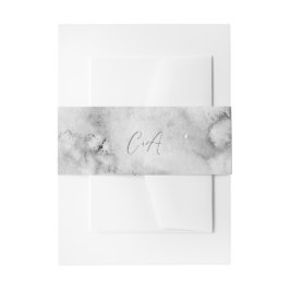 スクリプエレガントトモノグラムブラックマーブル結婚ズ 招待状ベリーバンド