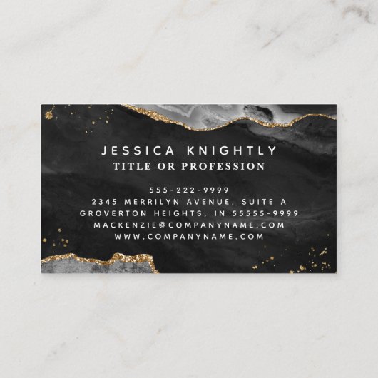 スクリプエレガントトモノグラムブラック瑪瑙金ゴールドグリッター 名刺 (裏面)