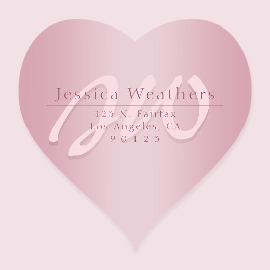 スクリプエレガントトモノグラムマウヴグラデーション差出人住所 ハートシール